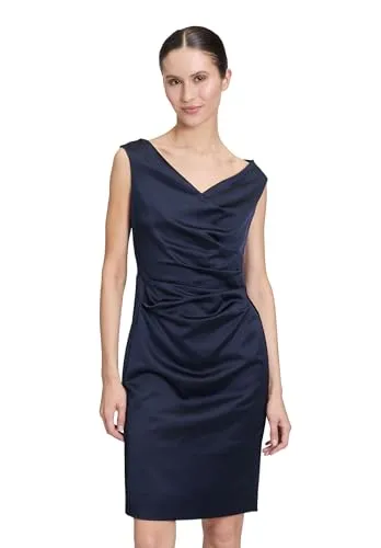 Vera Mont Damen 0058/4822 Kleid, Blau, 38 EU - Partykleider für Damen, aus edlem Satinstretch für perfekten Komfort und Stil bei Cocktailempfängen und Hochzeiten.