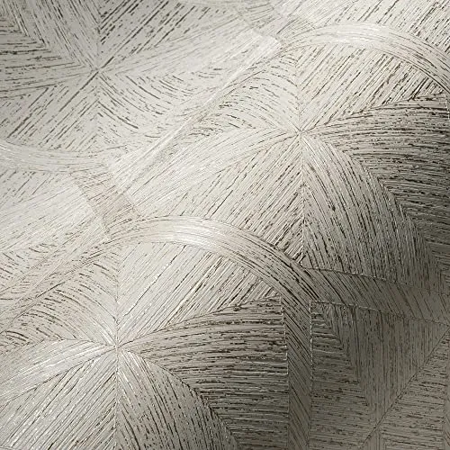 Livingwalls My Home My Spa 3D Tapete Geometrisch Weiß Gold - Premium Vliestapete mit eleganter geometrischer Struktur, ideal für jeden Raum. Made in Germany, 10,05m x 0,53m, einfach zu verarbeiten und umweltfreundlich dank RAL- und FSC-Zertifizierung.