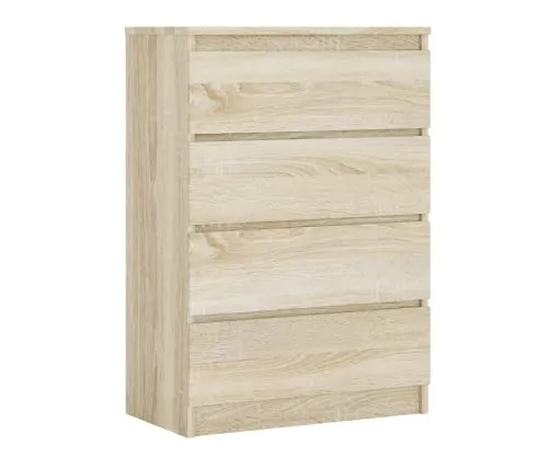 3E 3xE living.com Kommode mit 4 Schubladen, Farbe: Sonoma Eiche, H: 97 cm, B: 70 cm, T: 40 cm