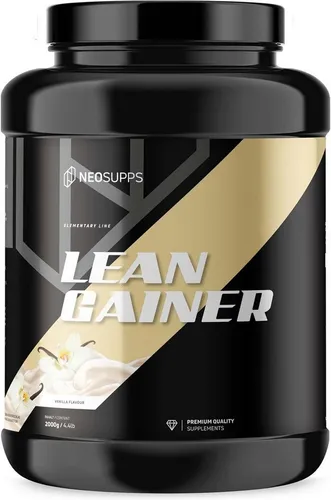 Neosupps Lean Gainer Vanilla 2000g - Weight Gainer Pulver für kontrollierte Gewichtszunahme - Der Lean Gainer unterstützt eine gezielte Erhöhung der Kalorienzufuhr mit 300 kcal pro Portion. Ideal für aktive Menschen, die ihre Ernährung sinnvoll erweitern möchten – einfach und schnell zubereitet.