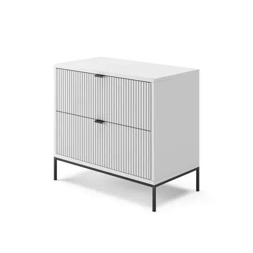Vicco Nachtschrank Eliza, Weiß, 66 x 60 cm mit 2 Schubladen