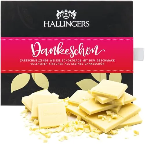 Hallingers Genuss Manufaktur Weiße Edel-Schokolade mit Kirsche - handgemacht, alkoholfrei