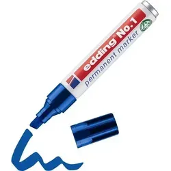 edding Nr. 1 Permanentmarker 100% Recycelt Breit Keilspitze 1 - 5 mm Blau Nachfüllbar Wasserbeständig