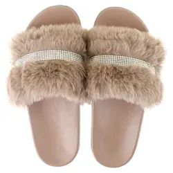 Damen Hausschuhe mit Fell » Damenschuhe mit Kunstfell » Badeschuhe » Sommer Badelatschen » Schlappen & Garten Schuhe » Pantoffeln mit Kunstpel...