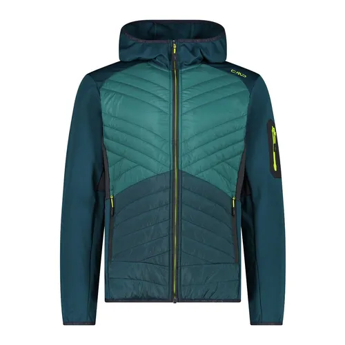 CMP Herren Hybrid Hoodie Jacke 3XL - Tuerkis - Wanderjacke aus atmungsaktivem Material, perfekt für sportliche Aktivitäten und wechselhaftes Wetter.