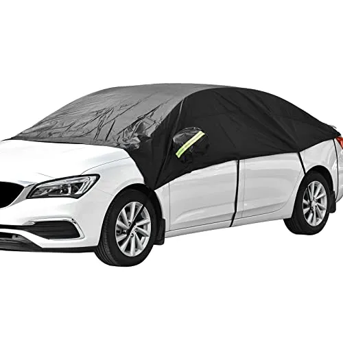 Queta Halbgarage Autoabdeckung, Autogarage Abdeckplane Phosphoreszierend Auto Halbgarage Frontscheibe Schutzhülle Schneeschutz UV-Schutz