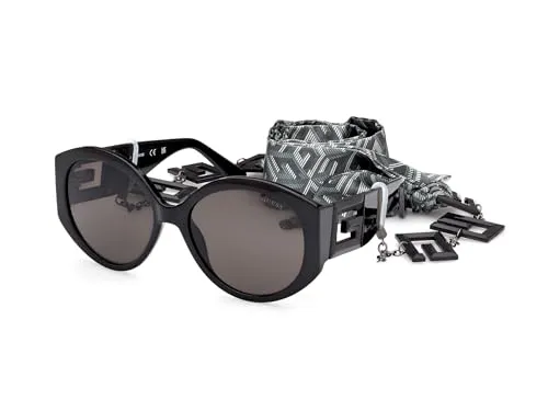 Guess Sonnenbrillen GU7917 01A Schwarz Rauch Damen - Sportbrillen, stilvolle runde Sonnenbrille mit UV400 Schutz, perfekt für modebewusste Unisex-Erwachsene.
