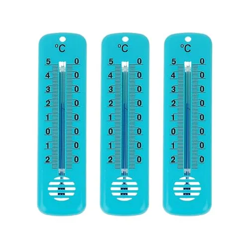 Lantelme 3 Stück Innenthermometer Temperaturanzeige -25°C bis 50°C | Analog Thermometer Set Zimmer Innen Außen Garten verwendbar | Farben Blau Grün Pink 14cm Kunststoff Wetterfest (Grün)