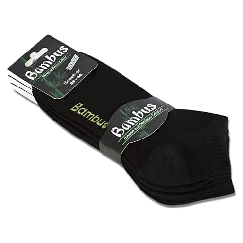 foot-art 6 Paar Bambus Viskose Sneaker Socken ohne Gummi für Damen und Herren (DE/NL/SE/PL, Numerisch, 43, 46, Regular, Regular, schwarz)