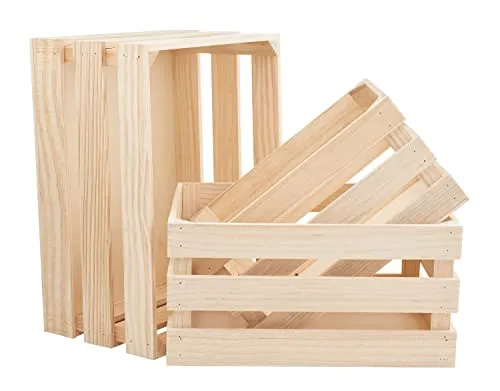 VBS Holzkisten/Obstkisten, 3er-Set - Aufbewahrungsboxen für Obst, 3 Stück, ideal zum Dekorieren mit Chalky Color, Größe: L 40 x B 30 x H 19,5 cm - praktische und stilvolle Aufbewahrungslösung.