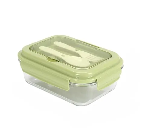 Cheffinger Lunchbox aus Glas mit Besteck