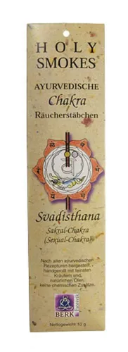 Holy Smokes, Chakra Line, Sakral-Chakra, 10 g, ayurvedische Räucherstäbchen
