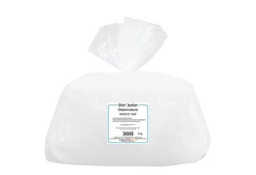 DistrEbution Stearinsäure MASCID 1802 für Kerzen & Kosmetik - Hochwertige, dreifach gepresste Stearinsäure aus nachhaltigem Palmöl, ideal für die Kerzenproduktion und kosmetische Anwendungen. Für gleichmäßige Gießprozesse und verbesserte Texturen.