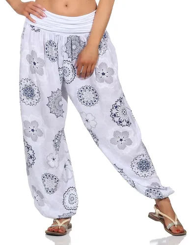 Haremshose Damen Sommerhose luftig weites Bein BOHO Hose Gr. 36-48 Yoga