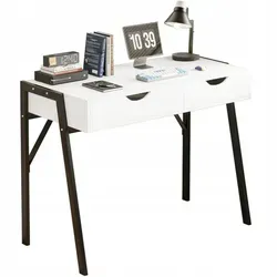 Premium Moderner Schreibtisch mit Loft-Schubladen in Weiß und Schwarz