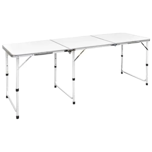 vidaXL Campingtisch Alu 180x60 cm - Klapptisch für vielseitige Nutzung - Camping-Möbel: Leichter, höhenverstellbarer Klapptisch, ideal für Küche, Camping oder Garten. Platzsparend und einfach zu transportieren, trägt er bis zu 50 kg.