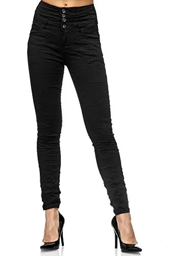 Elara Damen Jeans High Waist Push Up Skinny Fit Chunkyrayan 1949 Black-38 (M)