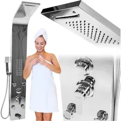 Duschpaneel mit Hydromassage und Regenduschkopf – Chrom