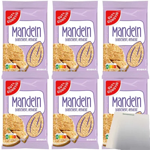 Gut&Günstig Mandeln gehackt 6er Pack 6x100g Beutel usy Block
