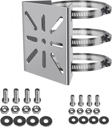 Universal vertikale Stangenhalterung für Überwachungskamera, ÜBerwachungskamera Vertikale Stange Montieren, 3 Schlaufen Edelstahl-Eckhalterung, für CCTV-Kameras Bühnenleuchten (kleine Größe)