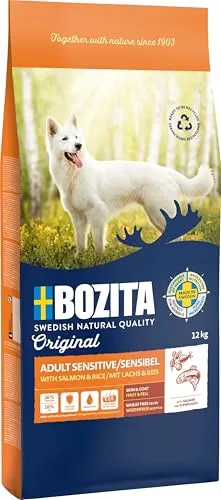 Bozita Dog Original Adult Sensitive Skin Coat 12kg - Hundefutter für gesundes Fell, mit Superfoods und natürlichen Antioxidantien, nachhaltig produziert