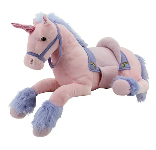 Sweety Toys 6403 Rainbow Einhorn XXL - Rieseneinhorn mit Sattel in Rosa, 110 cm - Stofftiere & Teddybären – Kuscheliges XXL Einhorn mit Sicherheitsaugen, ideal zum Schmusen und Spielen. Waschbar bei 30 Grad und perfekt als Geschenk für Kinder jeden Alters.