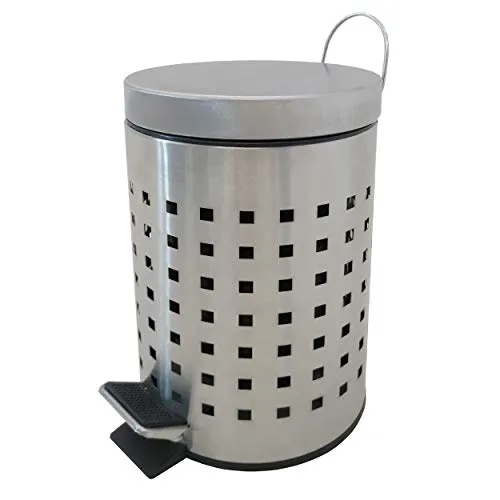 MSV Kosmetikeimer Silber matt Mülleimer Treteimer Abfalleimer - 3 Liter – mit Herausnehmbaren Inneneimer - Style matt