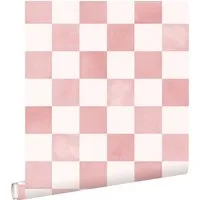 ESTAhome Tapete Karomuster Rosa und Weiß 50 x 900 cm