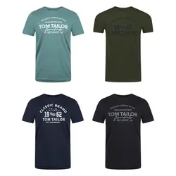 Tom Tailor Herren T-Shirt 4er Pack Regular Fit Grün L - Herren-Shirts aus 100% Baumwolle, atmungsaktiv und pflegeleicht, ideal für Sommer-Outfits und Freizeitaktivitäten.