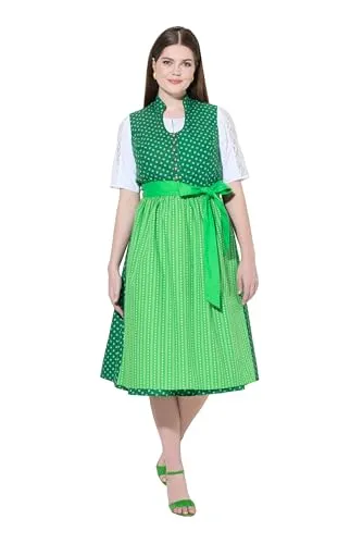 Ulla Popken Damen Dirndl Viola, Grasgrün, 62 EU - Dirndl für Damen in großen Größen, mit eleganten Knöpfen und ideal für festliche Anlässe.
