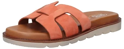 camel active Damen Pantolette mit gepolstertem Lederfußbett Orange - Bequeme Pantolette aus weichem Material mit gepolstertem Lederfußbett. Die Breite der Riemen sorgt für optimalen Halt. Ideal für entspannte Tage und stilvolle Auftritte. Leichte PU-Sohle für angenehmen Tragekomfort.