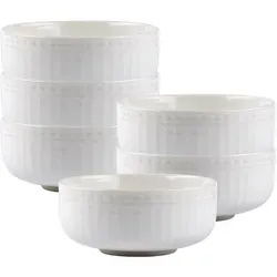 Ritzenhoff & Breker Sofia Müslischale 6er Set - elegante Porzellan Schalen - Schalen & Schüsseln: 6er Set aus edlem Porzellan mit feiner Reliefdekoration für stilvolle Tischkultur und zeitgemäße Foodpräsentationen.