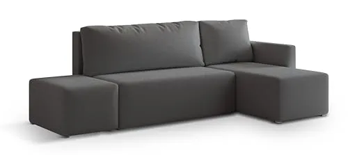 Masseno Ecksofa VELOTTI Q R-S mit Schlaffunktion L-Form, Modern Sofa mit Bettkasten, Wohnzimmersofa, Couch, Soffa, Bettsofa, Couchgarnitur - Grau, Quelle 92