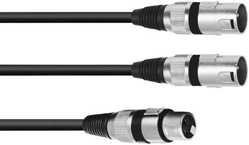 Omnitronic 30225206 XLR Adapterkabel [1x XLR-Buchse 3 polig - 2x XLR-Stecker 3 polig] 3.00m Schwarz