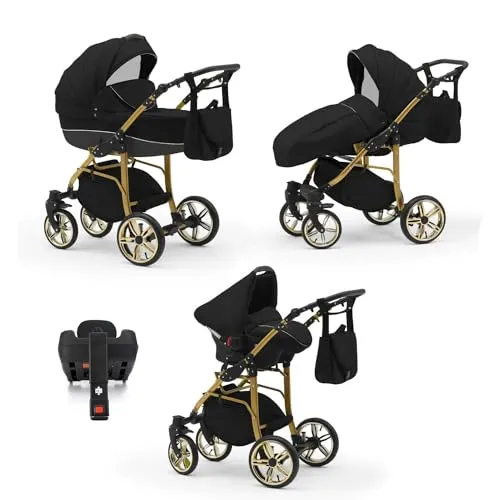 Kinderwagen-Set 5 in 1 Neo Gold inkl. Sportsitz, Autositz und Iso Base - 17 Teile - in 22 Farben