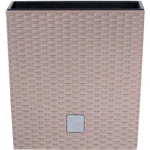 Prosperplast Rato Low Übertopf, mocca, 17 x 17 x 17 cm, aus Kunststoff, für innen und außen, mit Innentopf