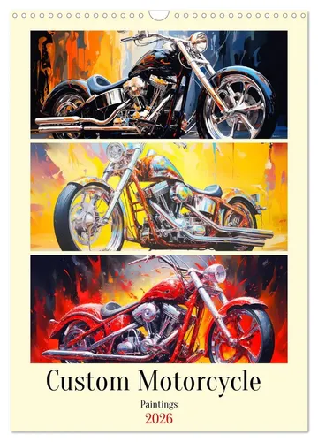 Custom Motorcycle Paintings Wandkalender 2026 - Hochwertiger Fotokalender mit 12 einzigartigen Kunstwerken, ideal für Motorradliebhaber. Robuste Spiralbindung sorgt für Langlebigkeit und einfache Handhabung. Perfekt als Geschenk für jeden Anlass.