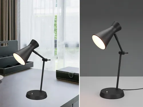 Minimalistische LED Schreibtischlampe Schwarz – Gelenkarm Tischleuchte 50cm - Klassische Tischleuchten mit modernem, minimalistischem Design. Ideal für Arbeitsbereiche und Schlafzimmer, dimmbar für individuellen Lichtkomfort.