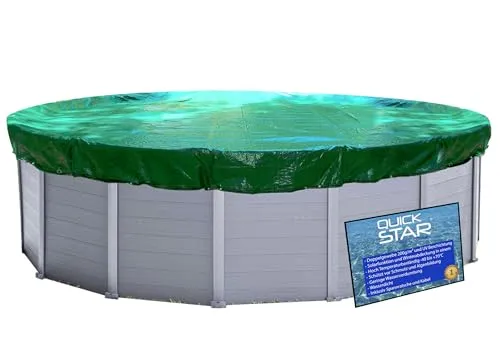 QUICK STAR Abdeckplane für Pool Ø 720cm - Ideal für Winter - Robuste Poolabdeckung für Pools bis 650 cm Durchmesser. Wetterfest und UV-beständig, reduziert Algenbildung dank schwarzer Innenseite. Inklusive Befestigungsmaterial für einfache Anwendung.