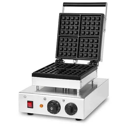 VERTES Waffeleisen FD4-WE-R1 - Professionelles Waffeleisen für die Gastronomie, produziert 80 Waffeln pro Stunde bei 0-300°C, Teflon-Antihaftbeschichtung für einfache Reinigung und gleichmäßige Hitzeverteilung.