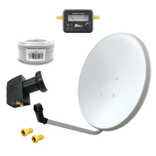 60cm HD Sat Anlage mit Twin LNB und 50m Koaxialkabel - SAT-Antenne mit rostfreier Stahlkonstruktion für zuverlässigen Empfang auch bei schlechtem Wetter. Ideal für 2 Teilnehmer, inklusive Satfinder und hochwertigem Koaxialkabel.