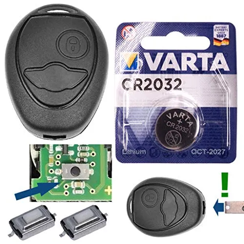Autoschlüssel Funk Fernbedienung Austausch 2 Tasten Gehäuse + Mikrotaster + Batterie kompatibel mit Mini