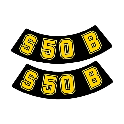 Schriftzug S50 B Folie/Aufkleber schwarz-gelb 2 Stück für Simson S50
