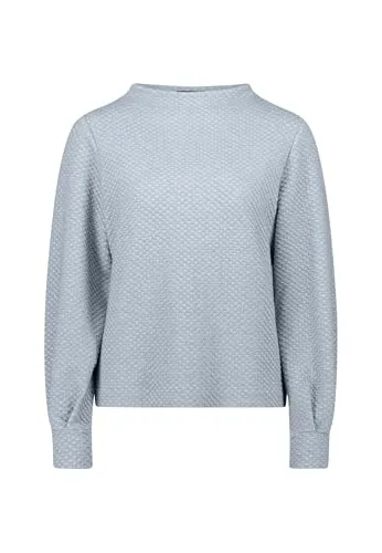 zero Damen Sweatshirt strukturiert Stehkragen 42, Light Blue Melange