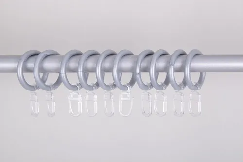 Clever-Kauf-24 Gardinenring 1 Set = 10 Stück Ringe mit Haken für 16mm Stilgarnituren, (10-St)