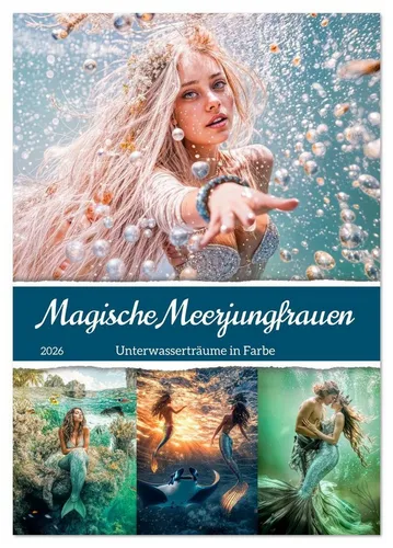 CALVENDO Wandkalender Magische Meerjungfrauen - Unterwasserträume in Farbe (Tischkalender 20