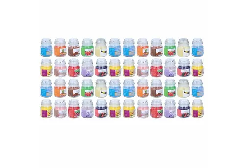 HAC24 Duftkerze Aromakerze Raumduft Duft Kerze (48-tlg), im Glas mit Deckel In 12 Verschiedenen Düften