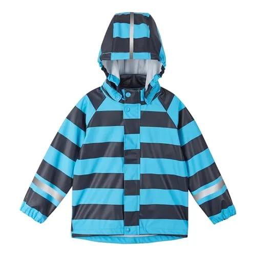 Reima Vesi Kinder Regenjacke - Wasserdicht und flexibel für Jungen und Mädchen - Hochwertige Kinder Regenjacke mit versiegelten Nähten, die zuverlässigen Schutz bei Regen bietet. Flexibles Material sorgt für optimale Bewegungsfreiheit beim Spielen im Freien. Abnehmbare Kapuze und reflektierende Details für Sicherheit.