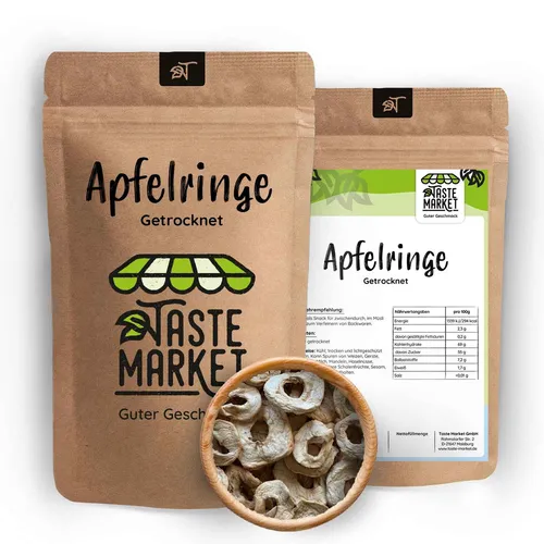 Apfelringe getrocknet ohne Schwefel 100% natürlich Ohne Zusätze Äpfel 250 g