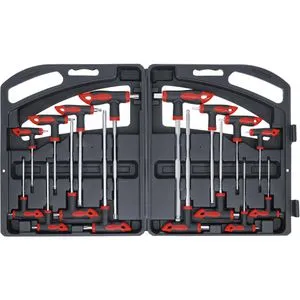 Schraubendreher-Satz mit T-Griff und seitlicher Klinge | 16-tlg. für Innensechskant und Torx - Vielseitiger Schraubendreher-Satz mit T-Griff für präzises Arbeiten, ideal für Heimwerker und Profis. Enthält 16 verschiedene Größen für Innensechskant und Torx.